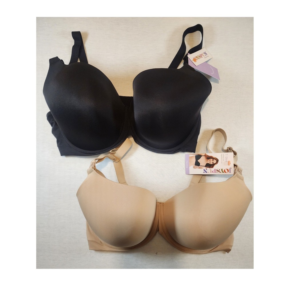Joyspun T-Shirt Nursing Bras 40DDD 2-Pack Underwire Black Beige Maternity  NWT
